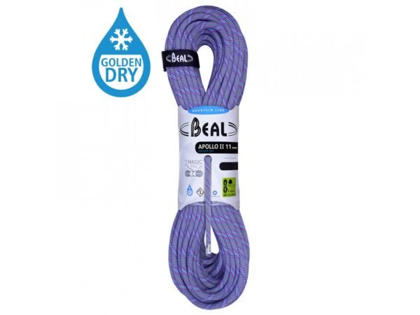 5618 3 dynamic rope beal apollo 11mm 60m gray golden dry - طناب دینامیک ضد آب BEAL APOLLOII 11mm*50m